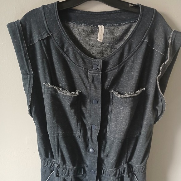 Daily‎ Practice Anthropologie Size M Utility Jumpsuit Dark Gray Pockets Stretch - Picture 2 of 16
